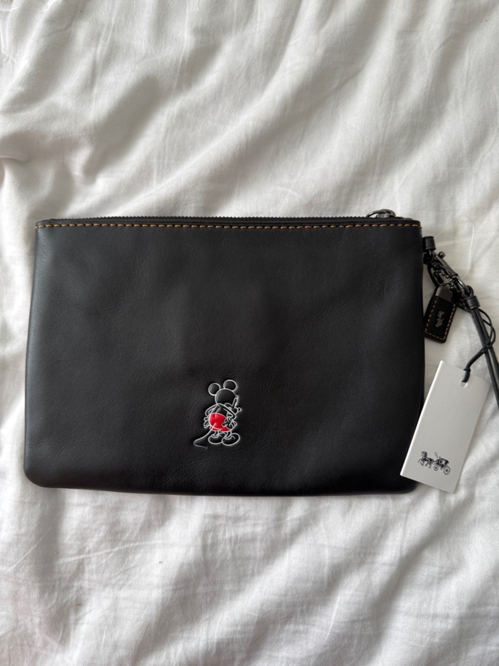 Coach Mickey Black Leather Wristlet - Picture 2 of 4